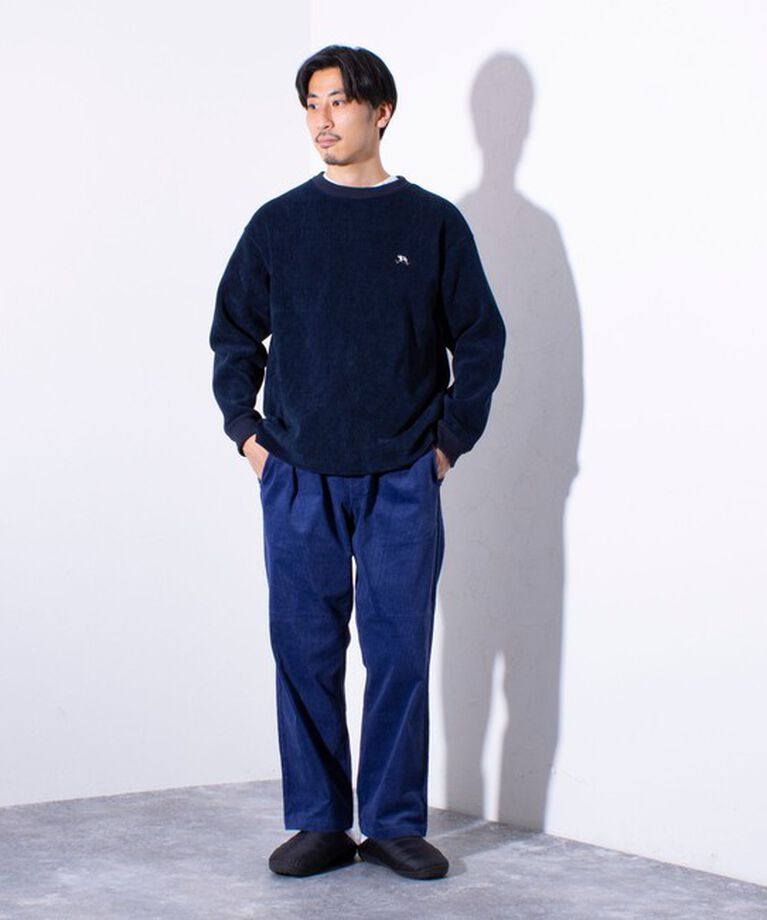 GLOSTER「【GLOSTER】フレンチブルドッグ刺繍 裏フリース コーデュロイ ボンディング プルオーバー」|スウェット・ジャージ|