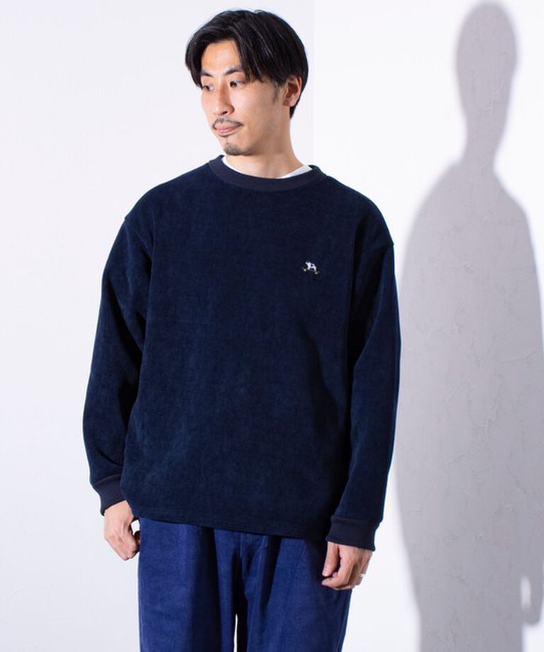 GLOSTER「【GLOSTER】フレンチブルドッグ刺繍 裏フリース コーデュロイ ボンディング プルオーバー」|スウェット・ジャージ|