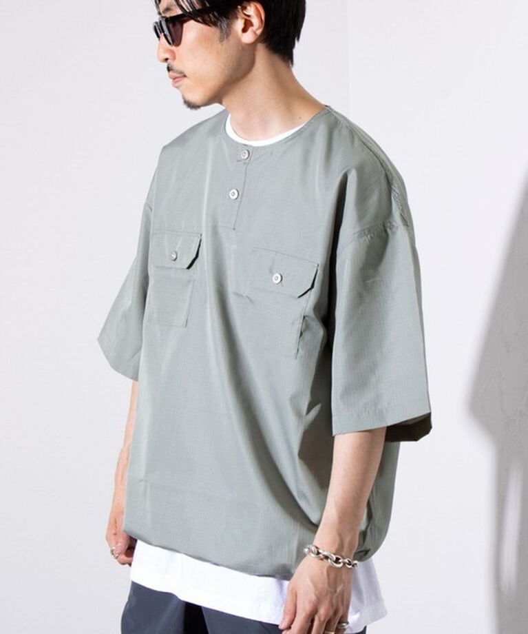 GLOSTER「【TAION/タイオン】ミリタリー Ripstop ヘンリーネック 半袖Tシャツ」|Tシャツ・カットソー|