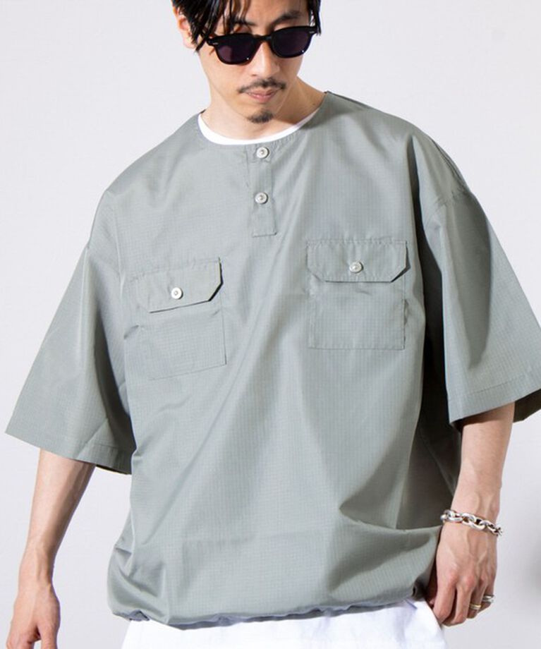 GLOSTER「【TAION/タイオン】ミリタリー Ripstop ヘンリーネック 半袖Tシャツ」|Tシャツ・カットソー|