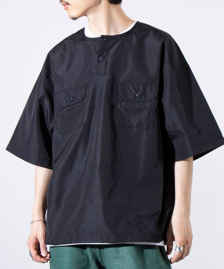 GLOSTER「【TAION/タイオン】ミリタリー Ripstop ヘンリーネック 半袖Tシャツ」|Tシャツ・カットソー|ブラック