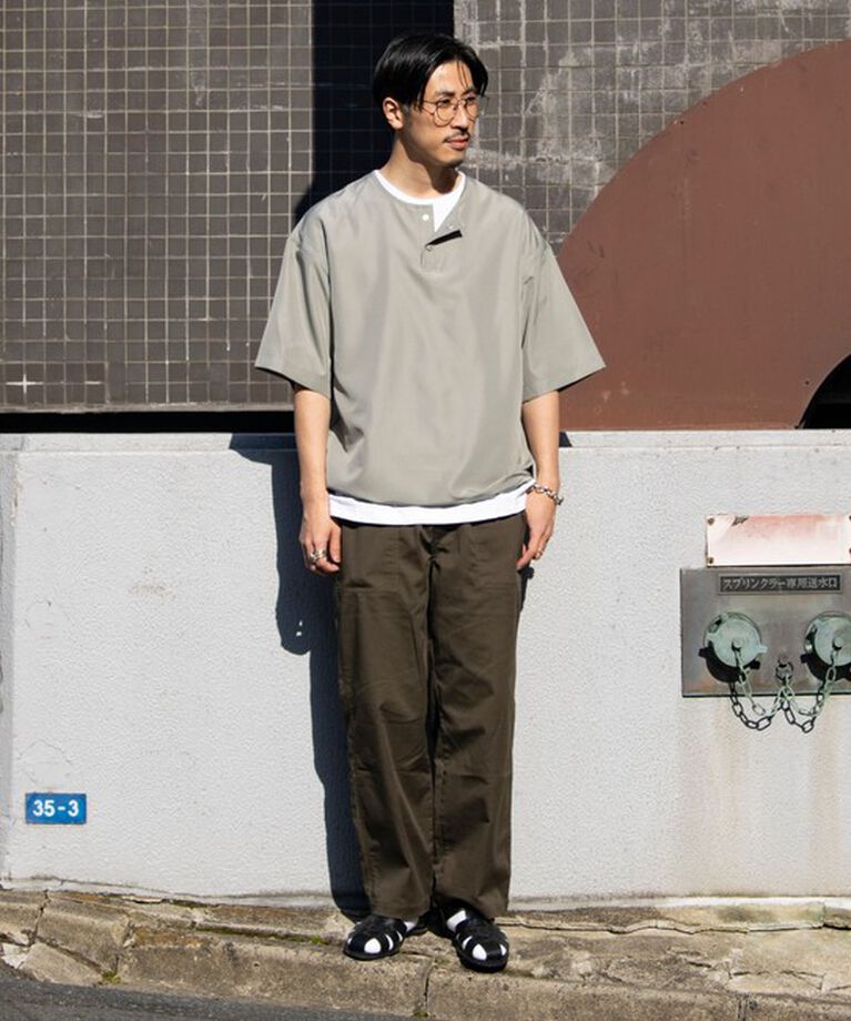 GLOSTER「【TAION/タイオン】別注 ミリタリー Ripstop ヘンリーネック 半袖Tシャツ ユニセックス」|Tシャツ・カットソー|