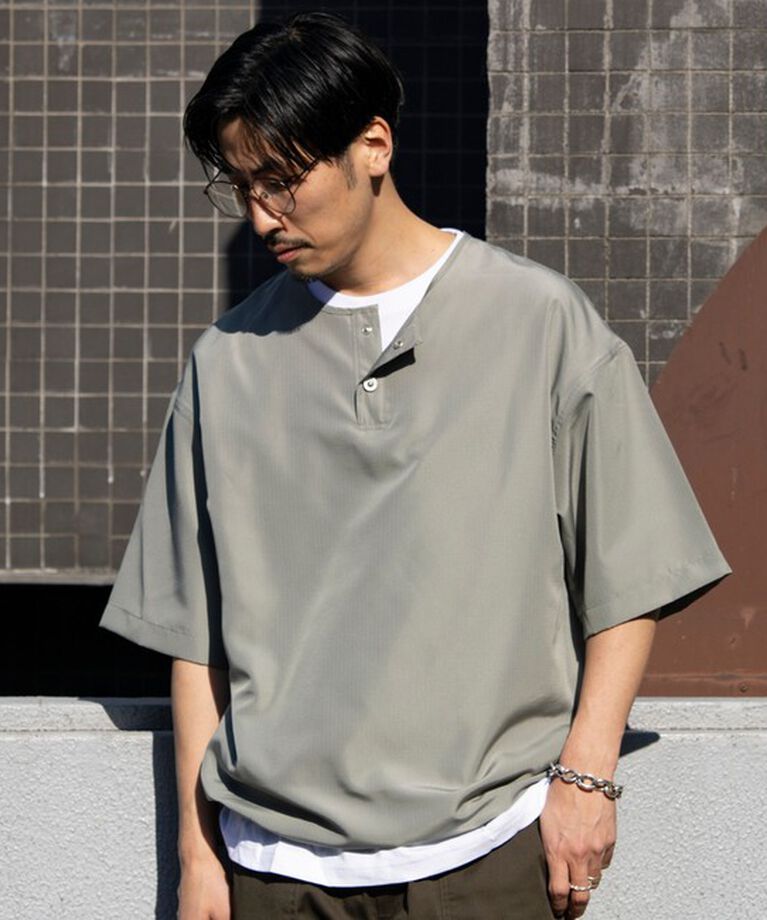 GLOSTER「【TAION/タイオン】別注 ミリタリー Ripstop ヘンリーネック 半袖Tシャツ ユニセックス」|Tシャツ・カットソー|