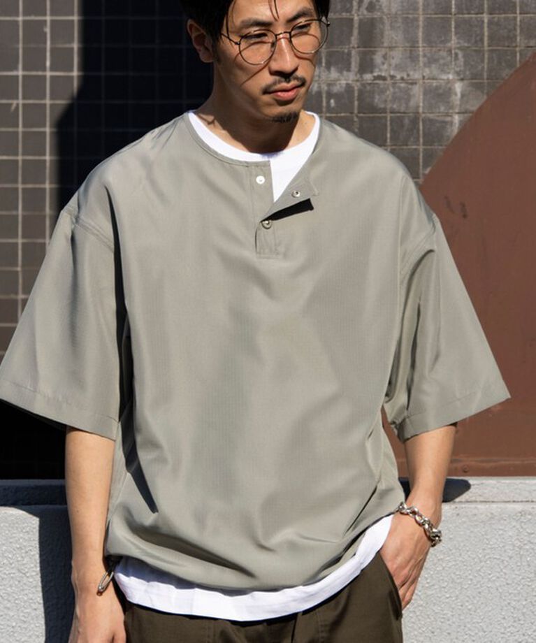 GLOSTER「【TAION/タイオン】別注 ミリタリー Ripstop ヘンリーネック 半袖Tシャツ ユニセックス」|Tシャツ・カットソー|