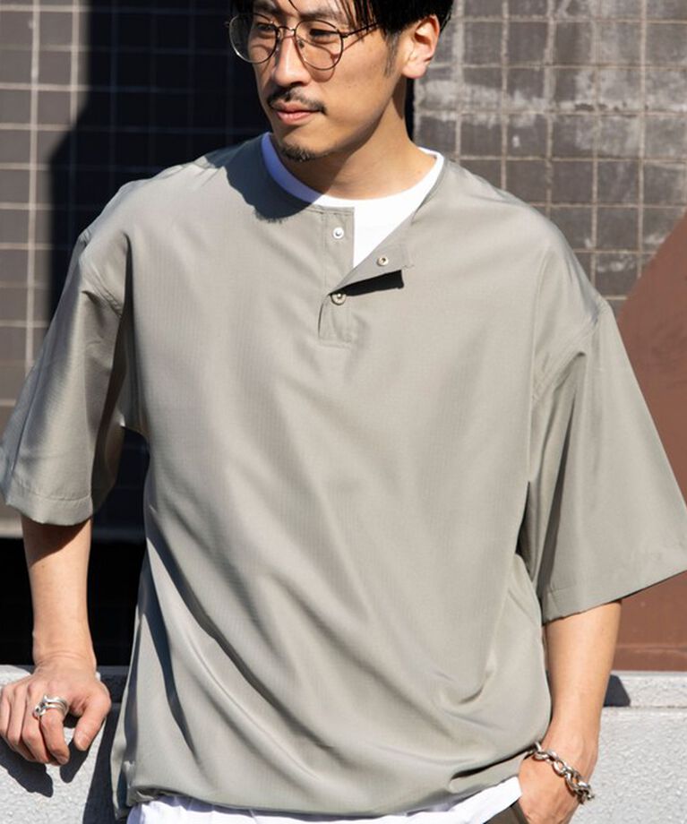 GLOSTER「【TAION/タイオン】別注 ミリタリー Ripstop ヘンリーネック 半袖Tシャツ ユニセックス」|Tシャツ・カットソー|