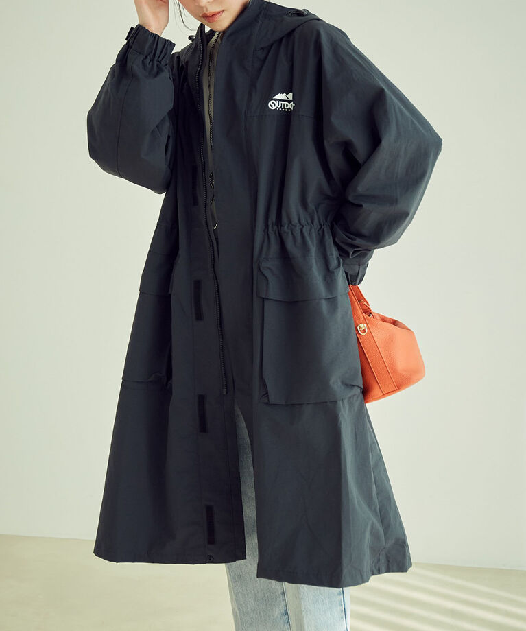 VIS「【OUTDOOR PRODUCTSコラボ】【洗濯可・撥水加工】オーバーサイズロングマウンテンパーカー」|アウトドア|ブラック(01)