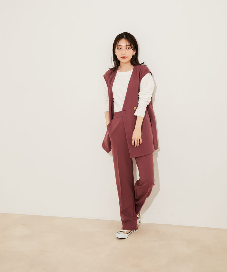 vis-a-vis「【WEB限定】【洗える】ジレ＆ストレートパンツセット」|スラックス|