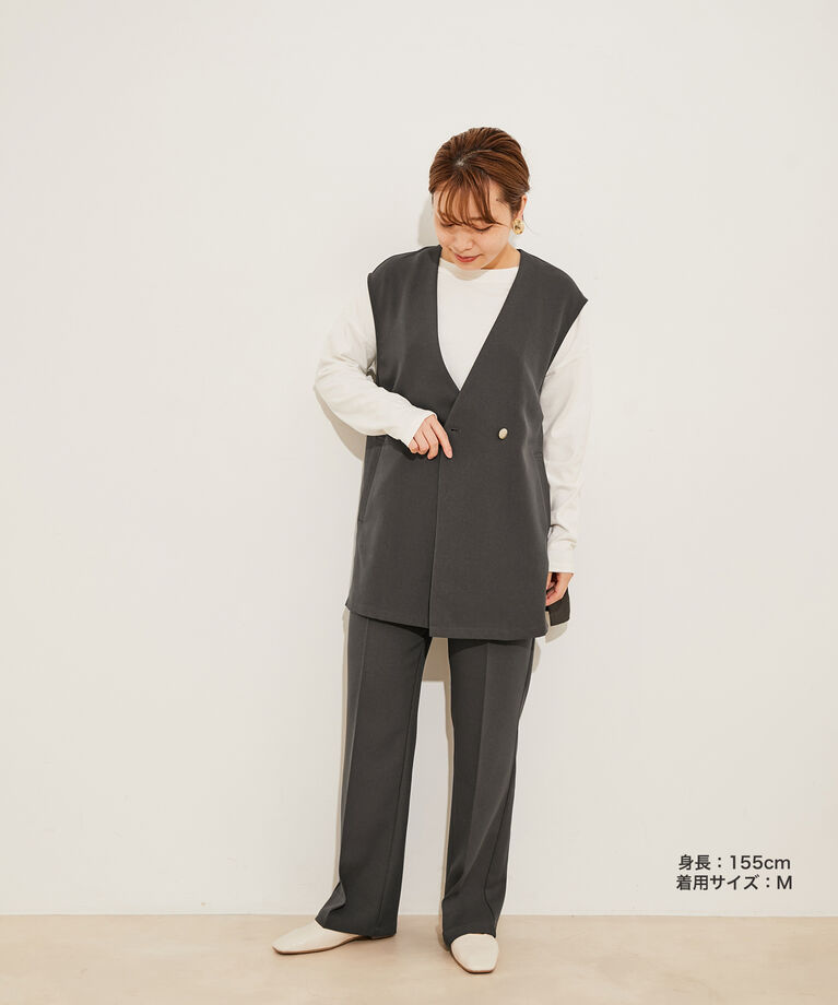 vis-a-vis「【WEB限定】【洗える】ジレ＆ストレートパンツセット」|スラックス|