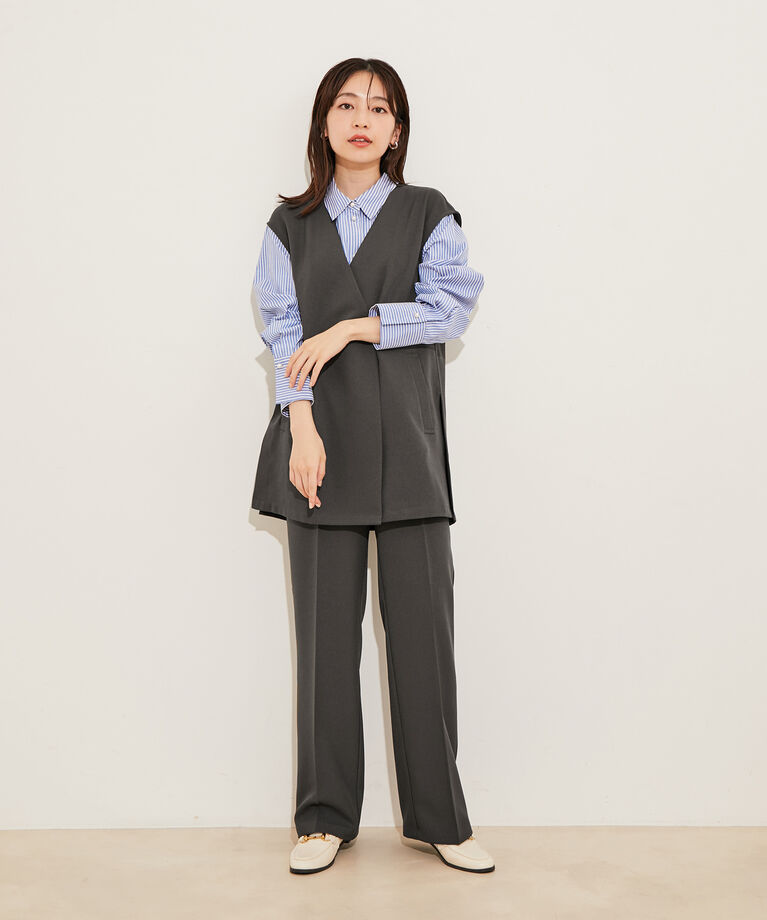 vis-a-vis「【WEB限定】【洗える】ジレ＆ストレートパンツセット」|スラックス|