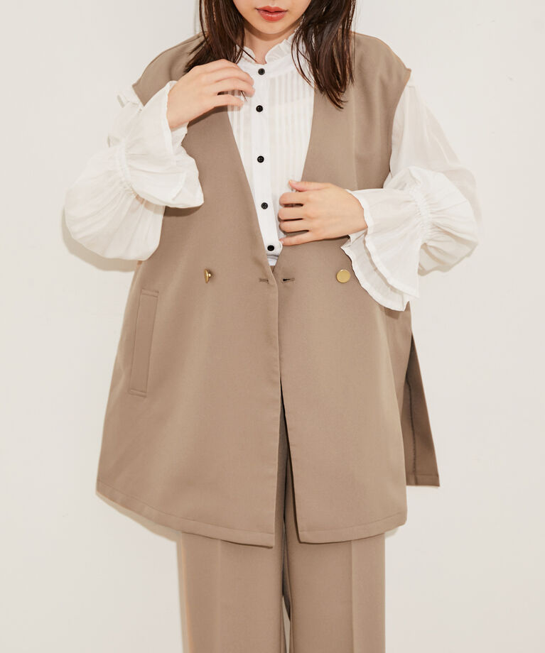 vis-a-vis「【WEB限定】【洗える】ジレ＆ストレートパンツセット」|スラックス|