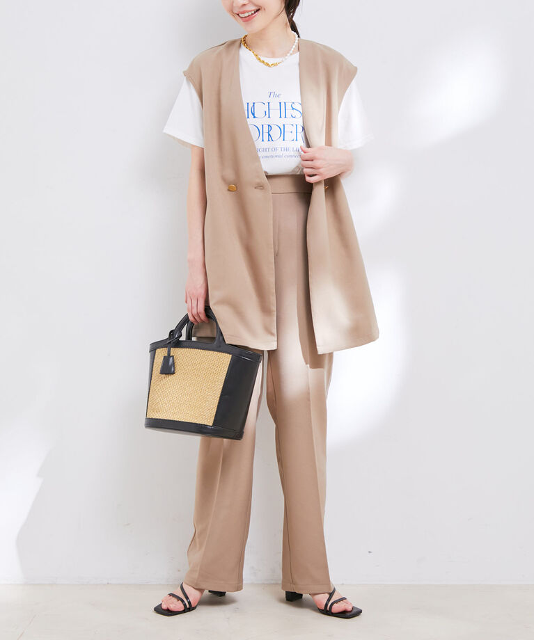 vis-a-vis「【WEB限定】【洗える】ジレ＆ストレートパンツセット」|スラックス|ベージュ(27)