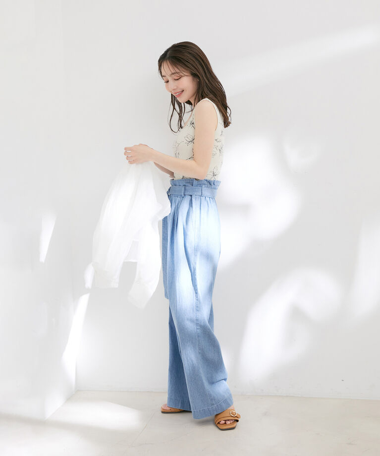 VIS「【洗える】花柄カップ付きリブタンクトップ」|タンクトップ|