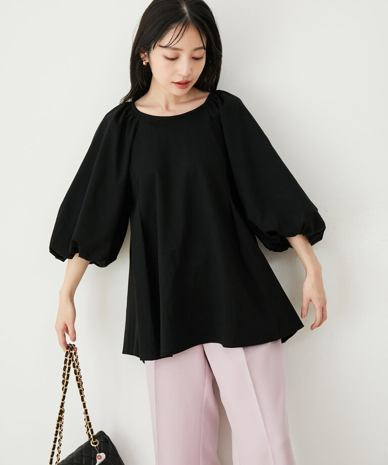 VIS「【洗える】ボリュームスリーブチュニックトップス」|Tシャツ・カットソー|