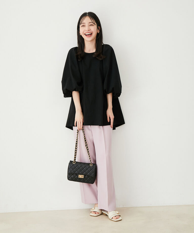 VIS「【洗える】ボリュームスリーブチュニックトップス」|Tシャツ・カットソー|