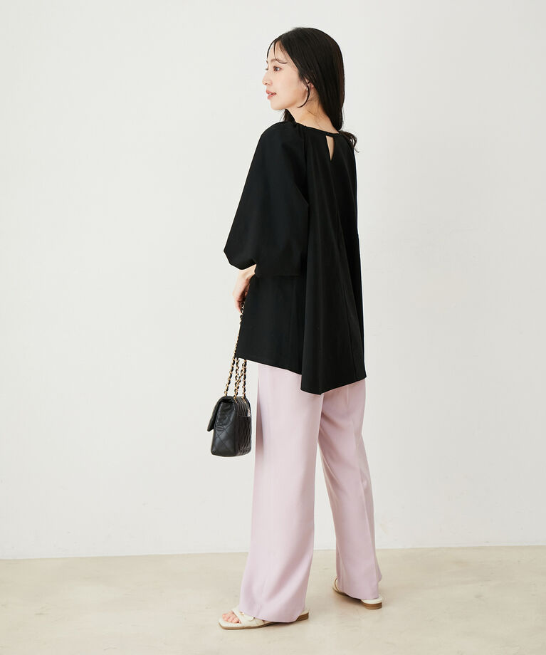 VIS「【洗える】ボリュームスリーブチュニックトップス」|Tシャツ・カットソー|