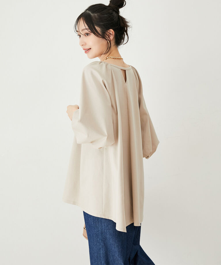 VIS「【洗える】ボリュームスリーブチュニックトップス」|Tシャツ・カットソー|
