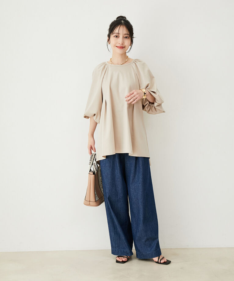 VIS「【洗える】ボリュームスリーブチュニックトップス」|Tシャツ・カットソー|