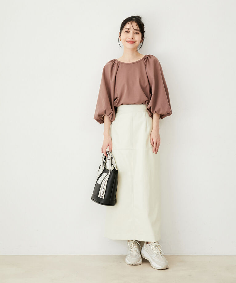 VIS「【洗える】ボリュームスリーブチュニックトップス」|Tシャツ・カットソー|
