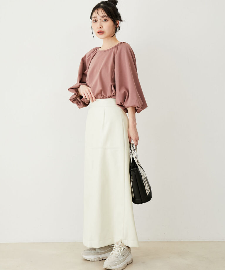 VIS「【洗える】ボリュームスリーブチュニックトップス」|Tシャツ・カットソー|