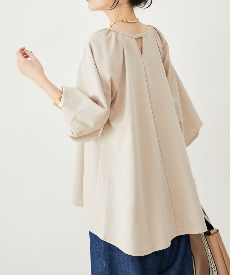 VIS「【洗える】ボリュームスリーブチュニックトップス」|Tシャツ・カットソー|ベージュ系(28)