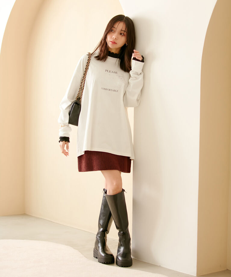 VIS「【洗える】ロゴ＆フォト箔プリントアソートロングTシャツ」|Tシャツ・カットソー|