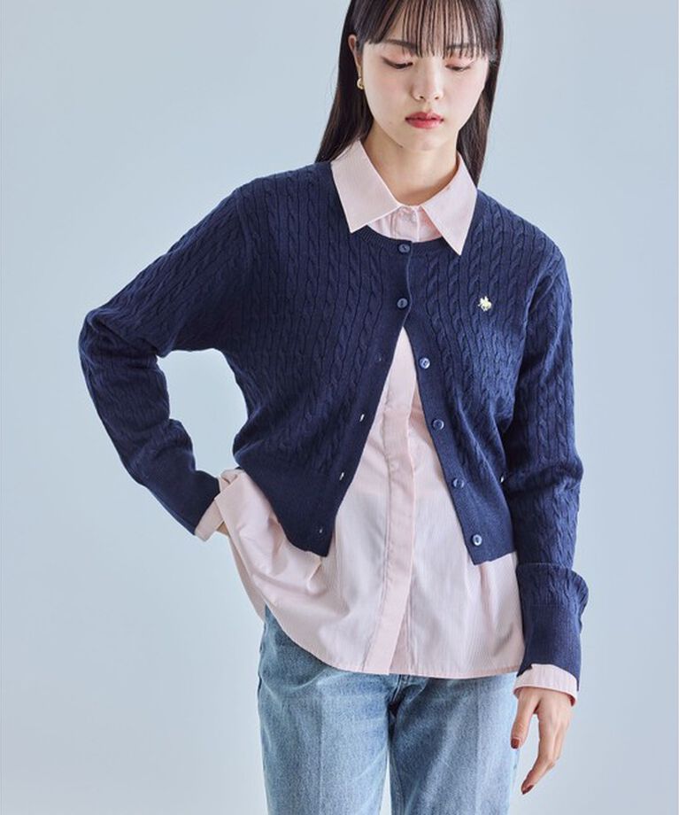 VIS「【新色追加】【POLO BCS】VIS別注ミニケーブルコンパクトニットカーディガン」|カーディガン|