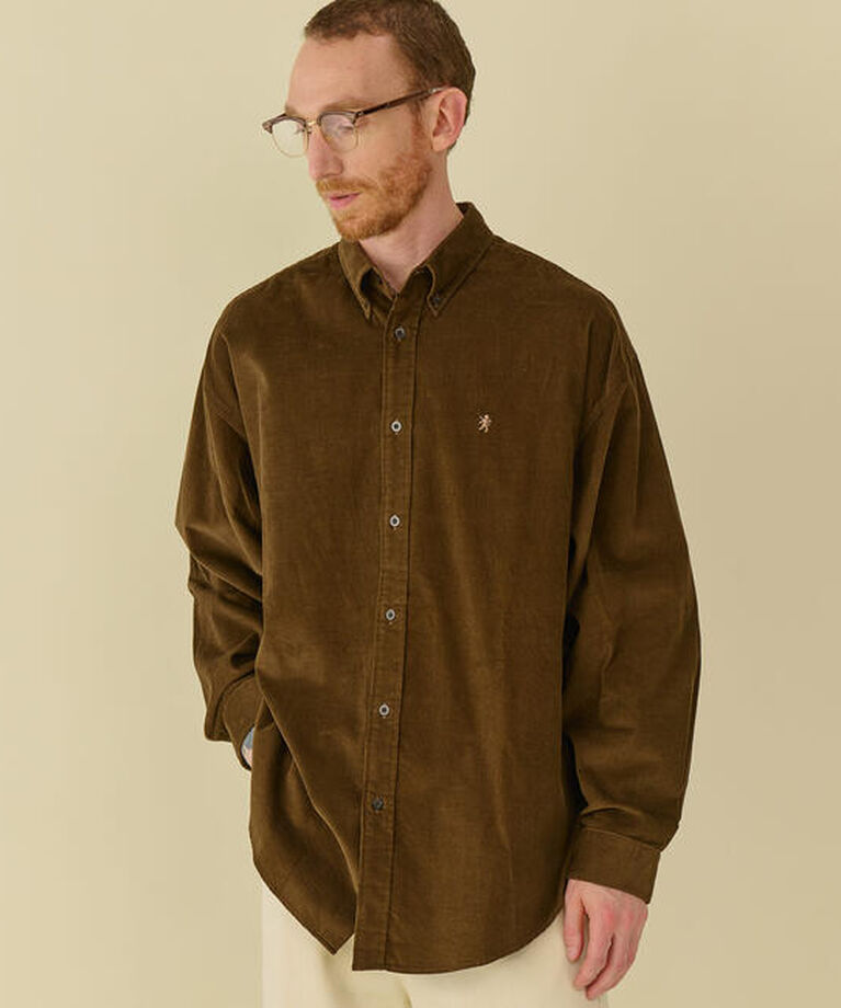GYMPHLEX「Gymphlex | コーデュロイ ボタンダウン長袖ワイドシャツ MEN」|シャツ・ブラウス|BROWN