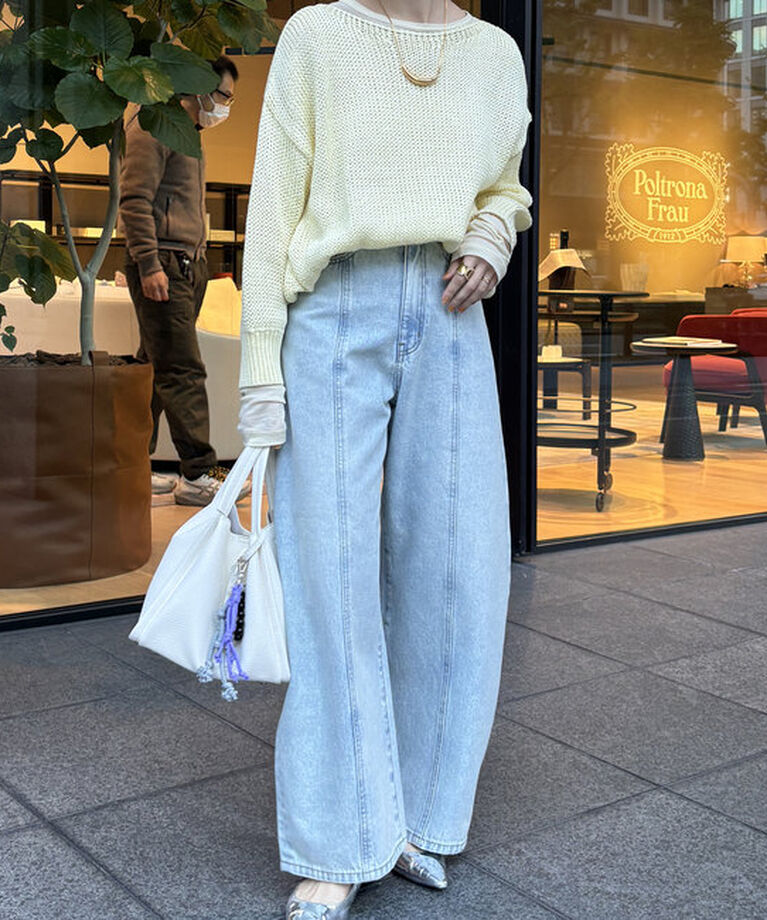  「センターラインデニムカーブパンツ」|デニム|