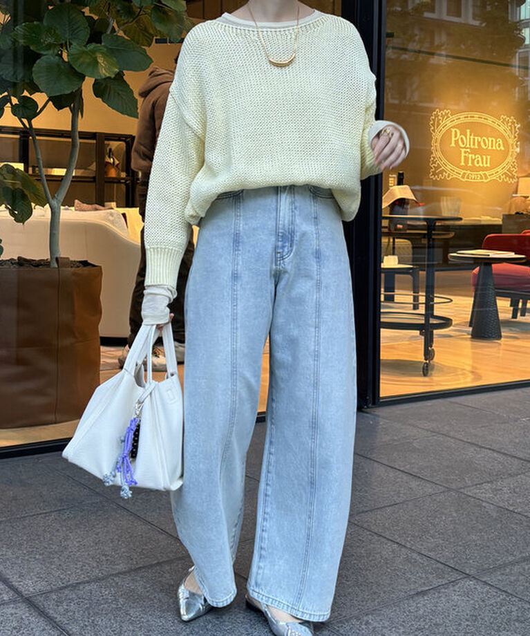  「センターラインデニムカーブパンツ」|デニム|