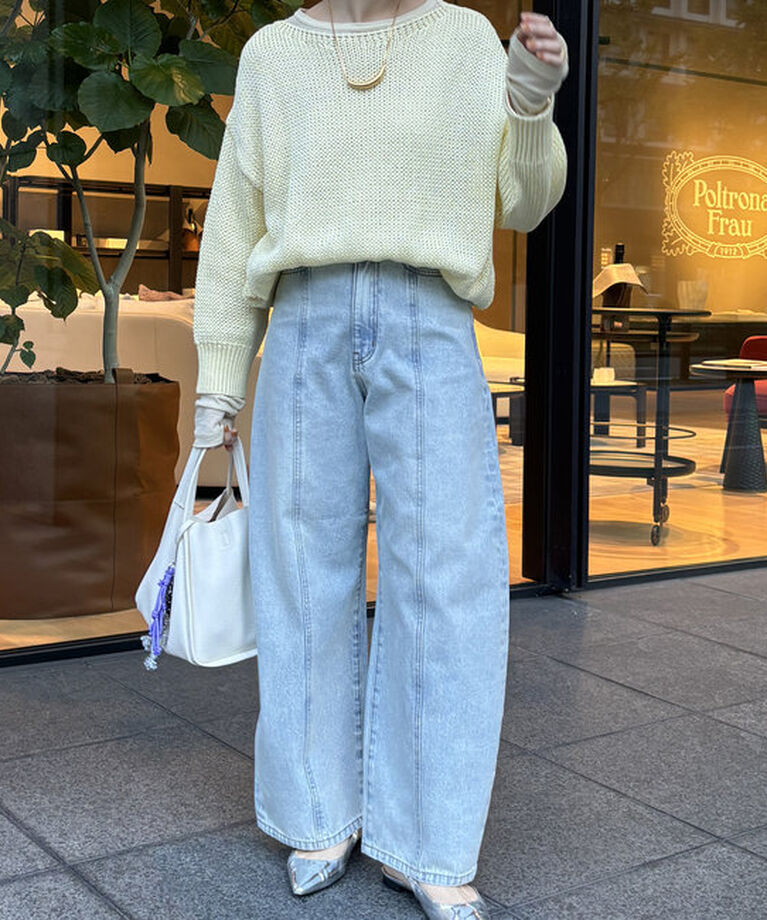 「センターラインデニムカーブパンツ」|デニム|