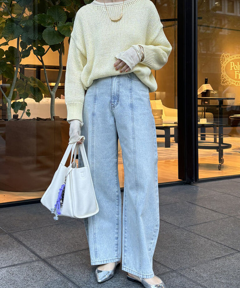  「センターラインデニムカーブパンツ」|デニム|