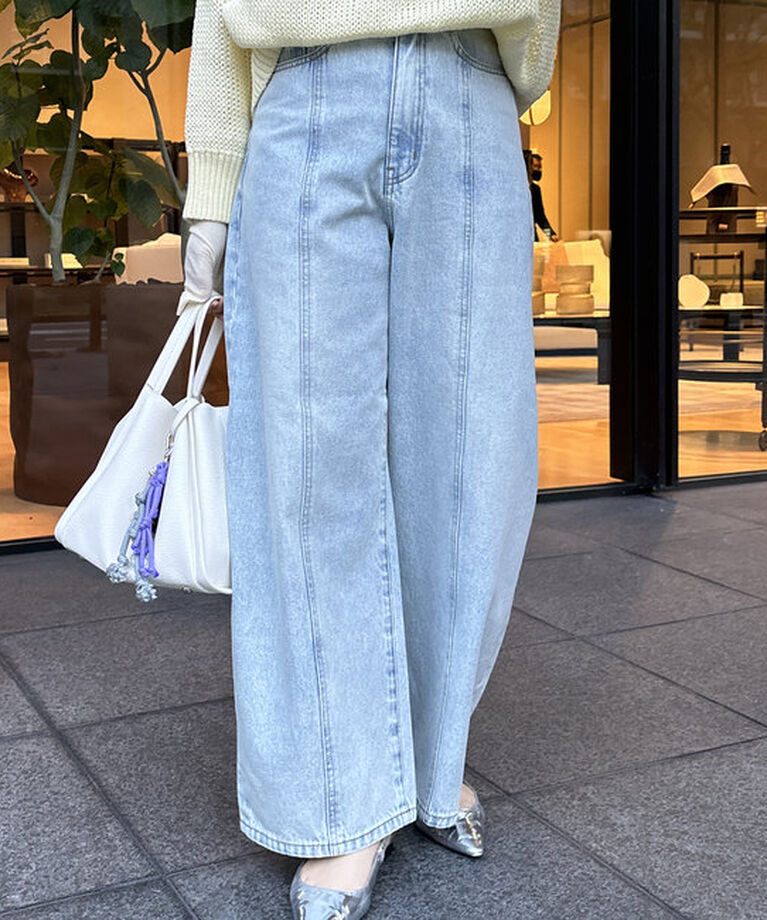  「センターラインデニムカーブパンツ」|デニム|