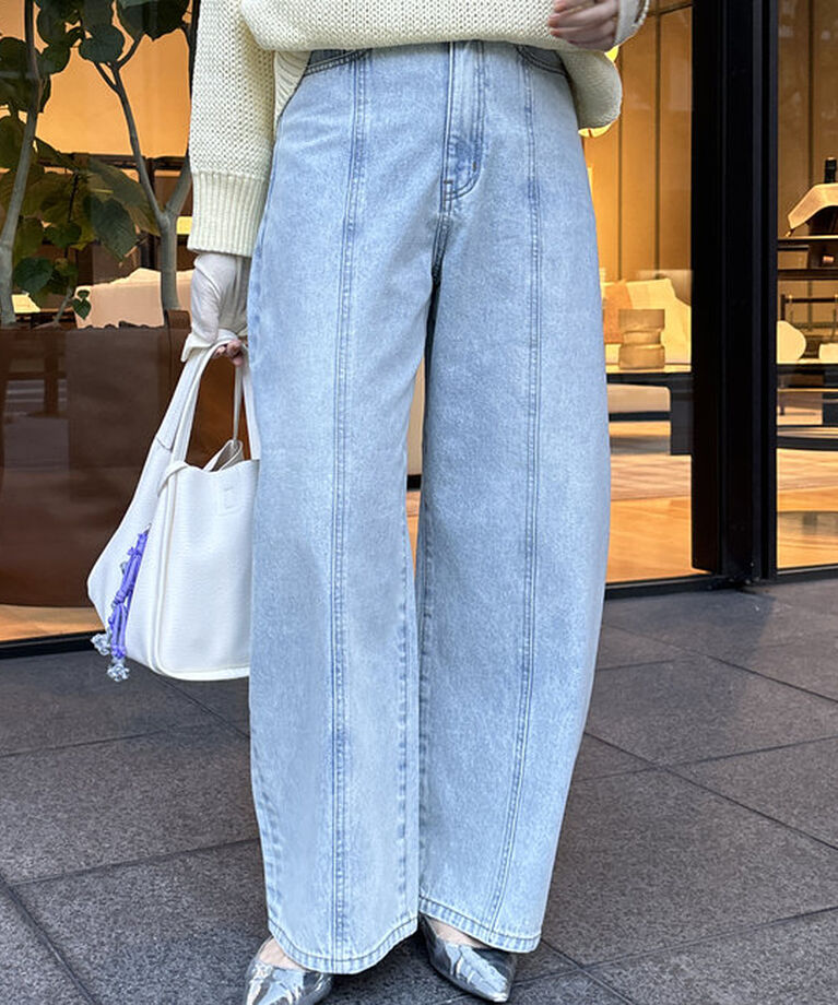  「センターラインデニムカーブパンツ」|デニム|