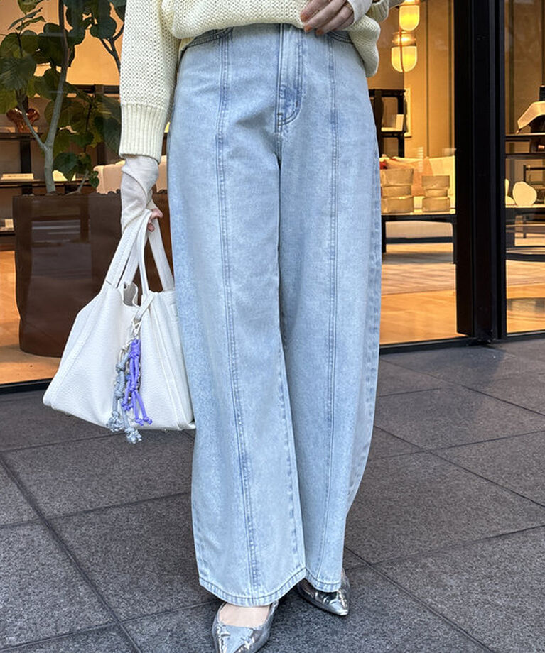  「センターラインデニムカーブパンツ」|デニム|