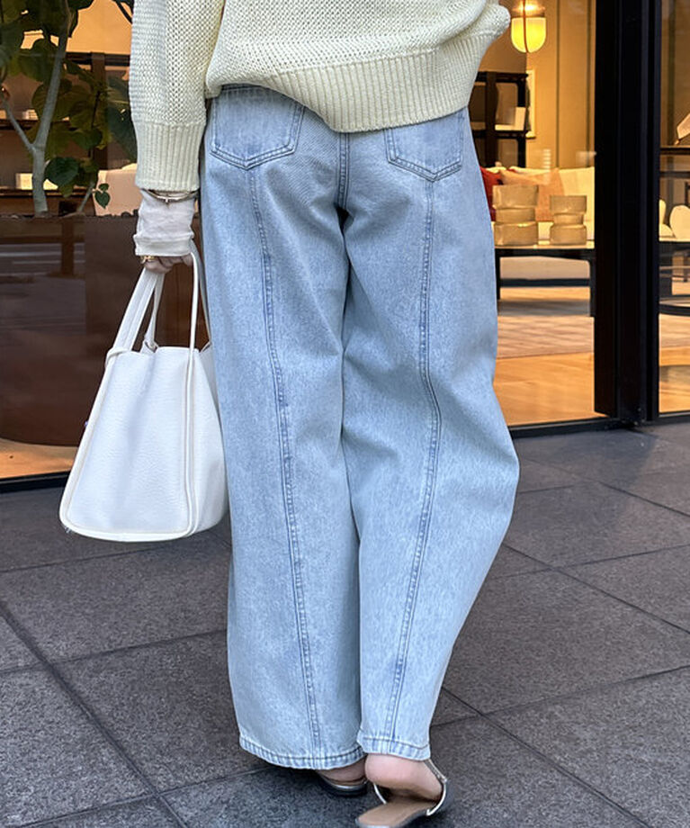  「センターラインデニムカーブパンツ」|デニム|