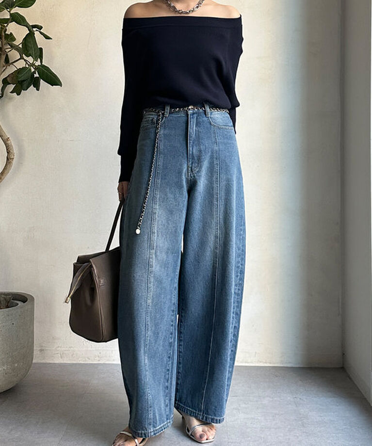  「センターラインデニムカーブパンツ」|デニム|