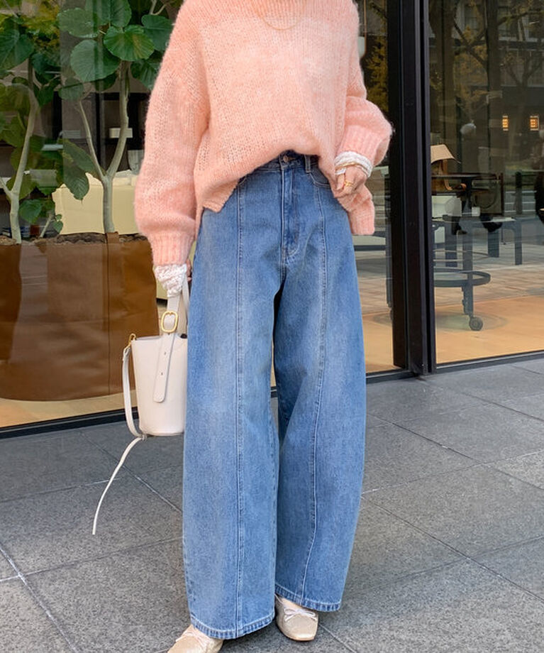  「センターラインデニムカーブパンツ」|デニム|