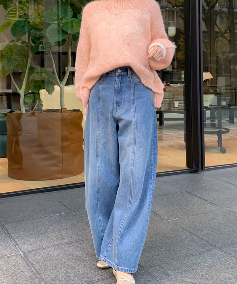  「センターラインデニムカーブパンツ」|デニム|