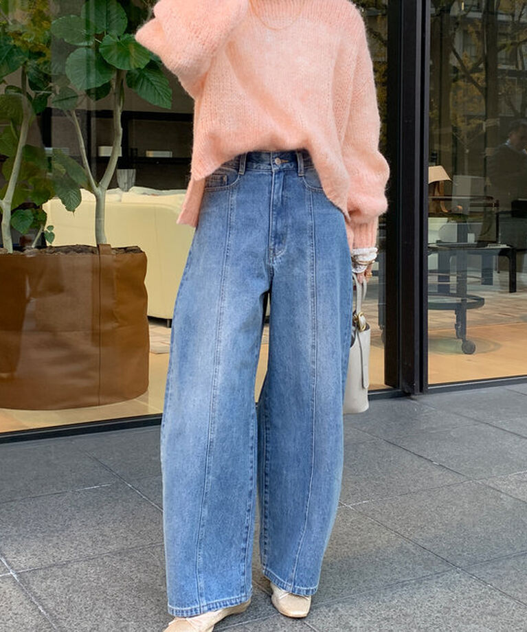  「センターラインデニムカーブパンツ」|デニム|