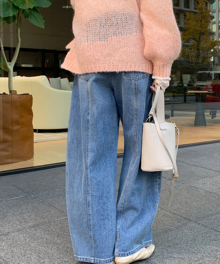  「センターラインデニムカーブパンツ」|デニム|