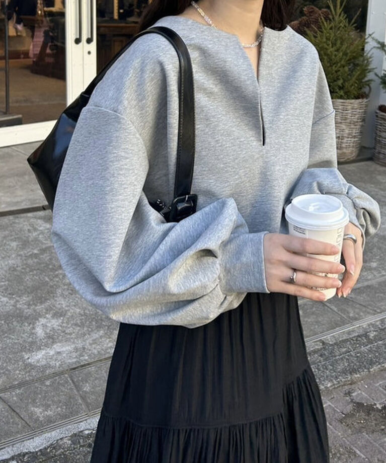  「ポンチスウェットティアードワンピースSET」|ワンピース|グレー