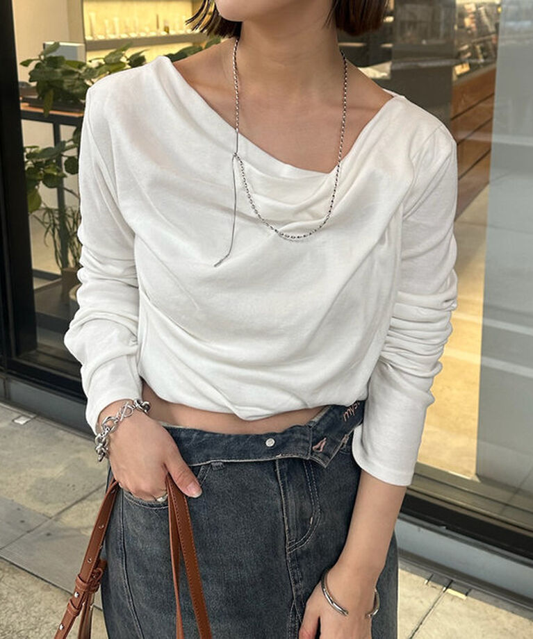  「オフショルロングTシャツ」|Tシャツ・カットソー|