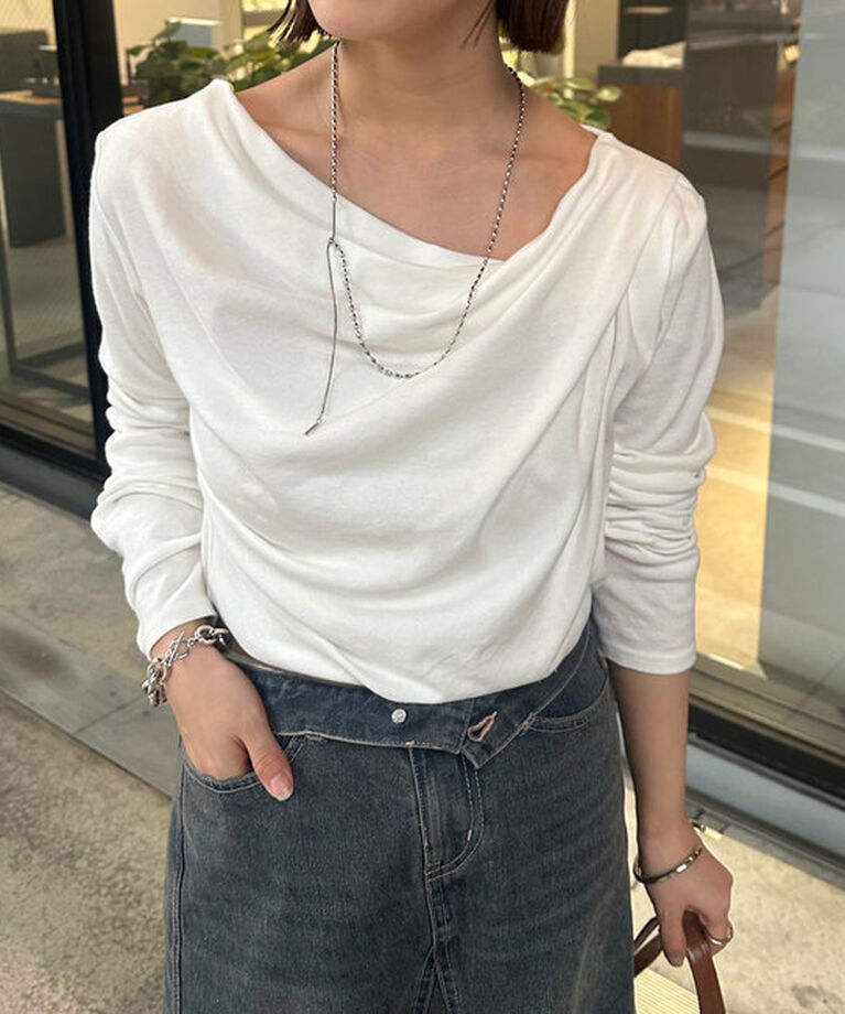  「オフショルロングTシャツ」|Tシャツ・カットソー|