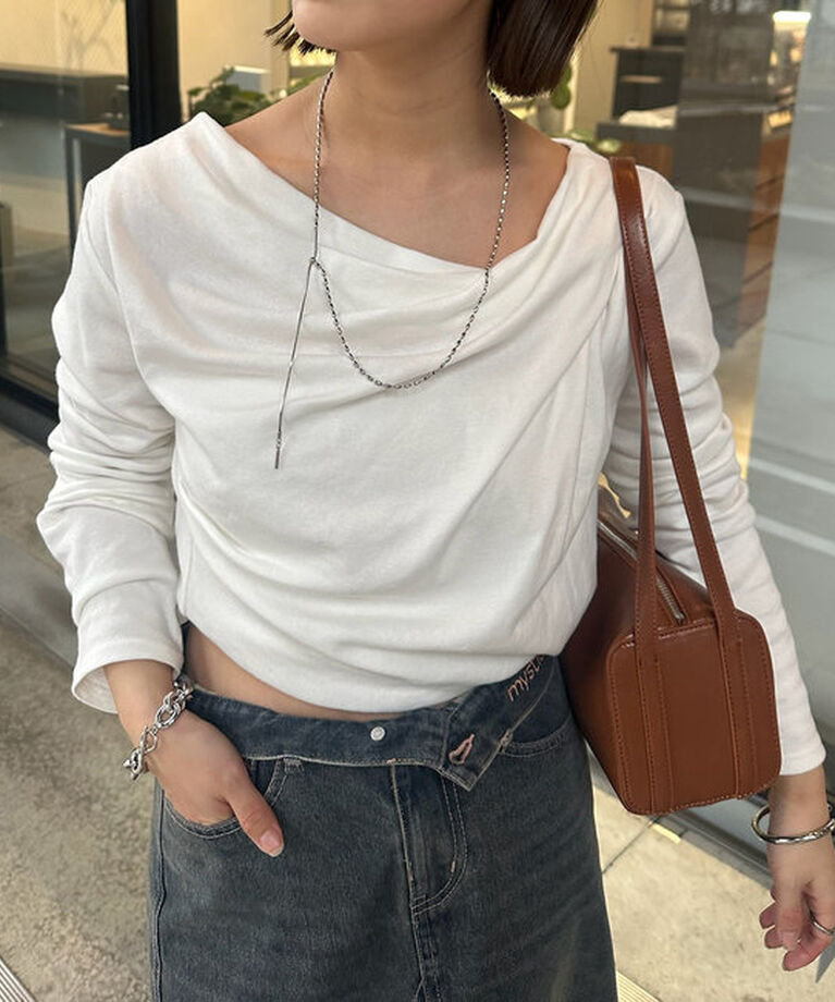  「オフショルロングTシャツ」|Tシャツ・カットソー|
