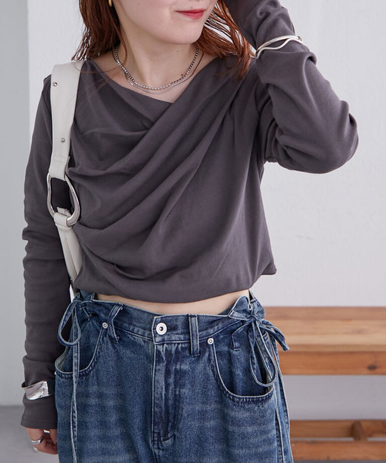  「オフショルロングTシャツ」|Tシャツ・カットソー|