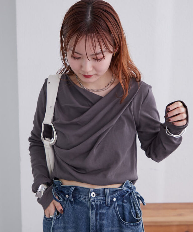  「オフショルロングTシャツ」|Tシャツ・カットソー|