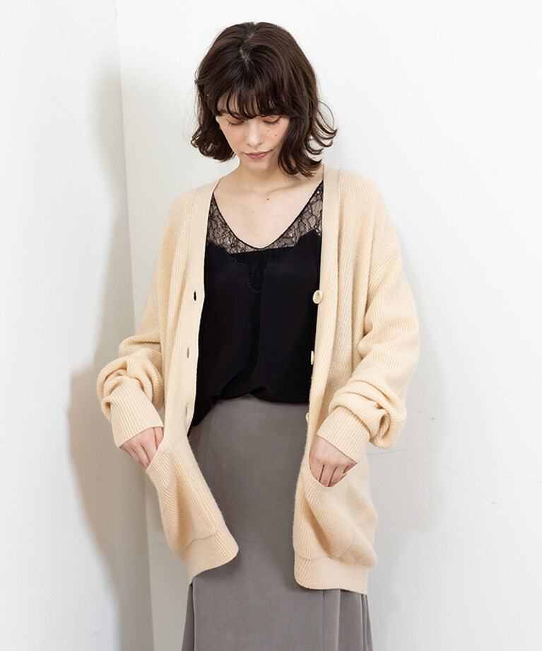 Rouge vif「ウール／カシミヤ　 Vネックカーディガン」|カーディガン|アイボリー