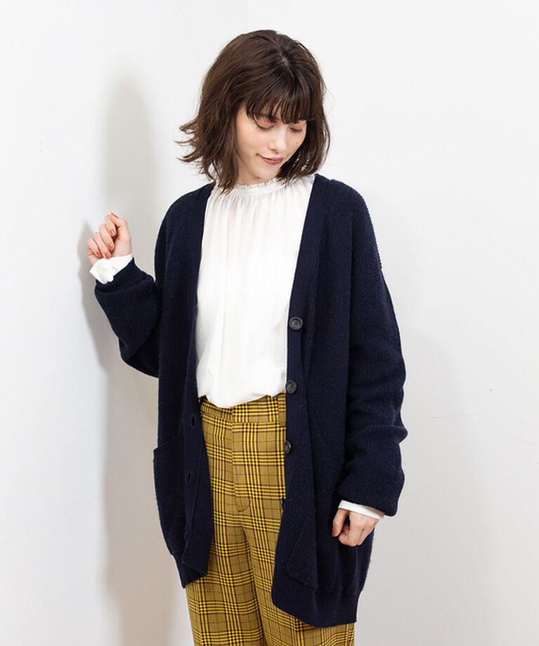 Rouge vif「ウール／カシミヤ　 Vネックカーディガン」|カーディガン|ネイビー