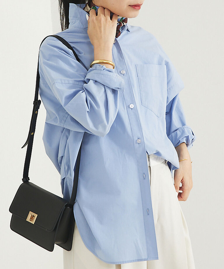 Rouge vif「コットンブロードタックフォルムシャツ」|シャツ・ブラウス|サックスブルー