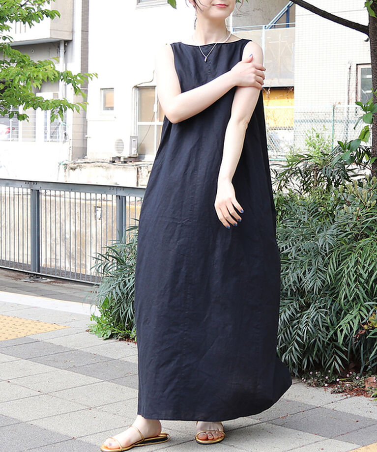 Rouge vif「麻混ノースリーブタックワンピース」|ワンピース|